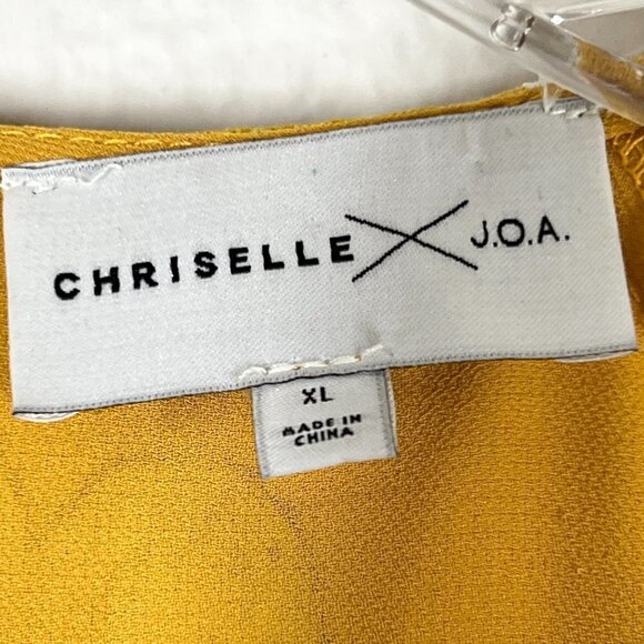 Chriselle Mini Dress Yellow Floral Ruffle Sleeve XL - Picture 9 of 12